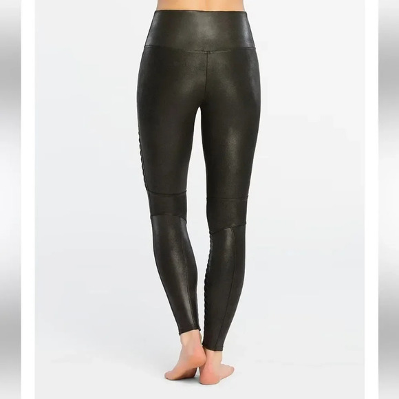 Spanx Black Vegan Leather Moto Leggings size Small - Picture 3 of 12
